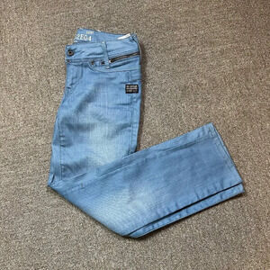 G-STAR RAW Jeans Berlin Straight Light Blue Embellished Denim Women Size 27